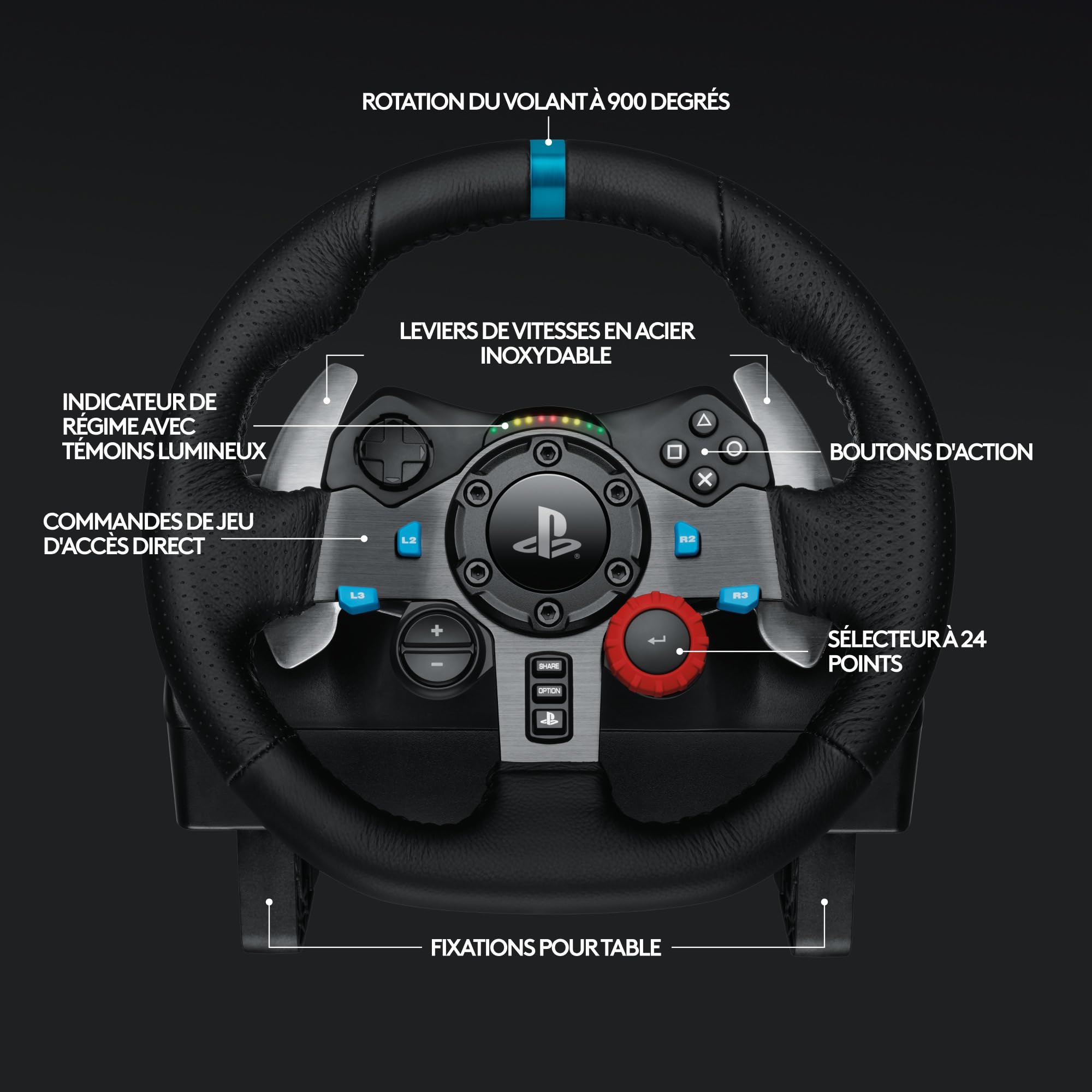 Logitech G29 Driving Force Racing Wheel with Leather Wrap, Realistic Force Feedback, Stainless Steel Paddle Shifters, 900-Degree Rotation - Compatible with PS5, PS4, PC, Mac (EU Plug) - Perfect for Sim Racing, Gaming, and Professional Driving Training