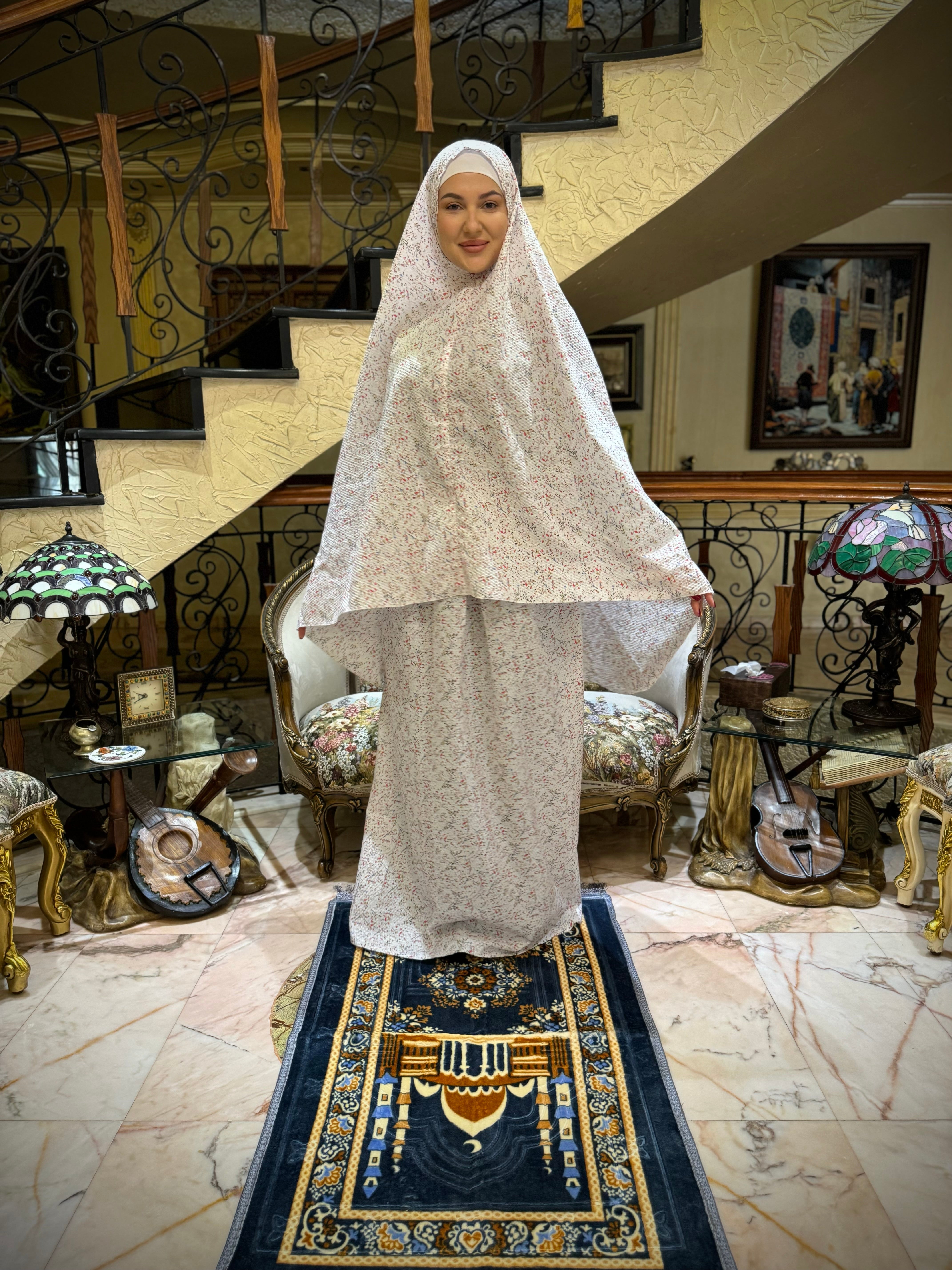 2 Piece Prayer Set - Islamic Prayer Rug and Tasbih Beads for Home & Mosque - Perfect for Daily Salah, Dua, and Meditation