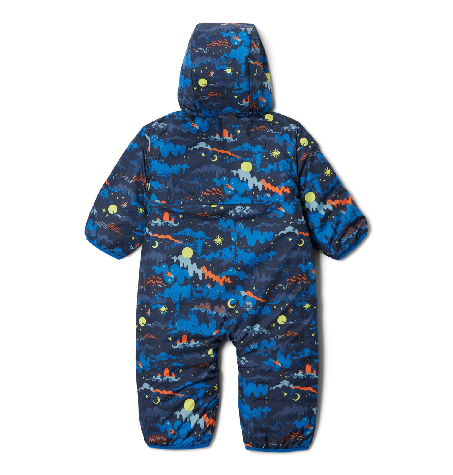 Columbia Baby Girls Powder Lite Reversible Bunting Snowsuit - Warm Winter Jacket & Pants Set, Navy/Indigo/Mountain (3-6 Months) - Perfect for Outdoor Play, Snow Days & Cold Weather Adventures