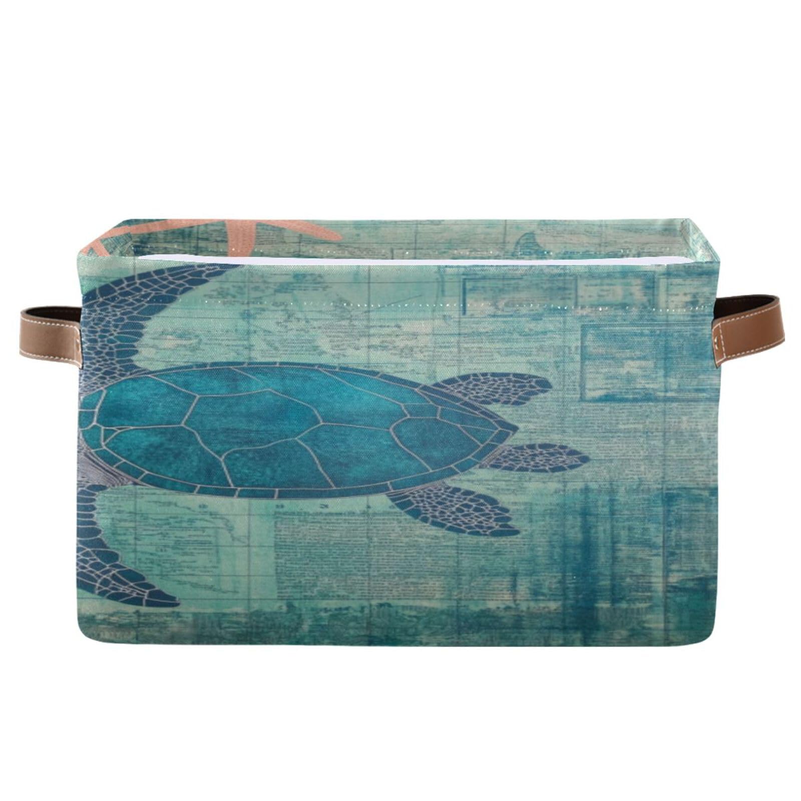 Large Fabric Storage Bins with Handles - Decorative Collapsible Baskets for Shelves, Closet Organizers | Perfect for Clothes, Toys, Home Storage & Pet Turtles | Space-Saving Home Organization Solution