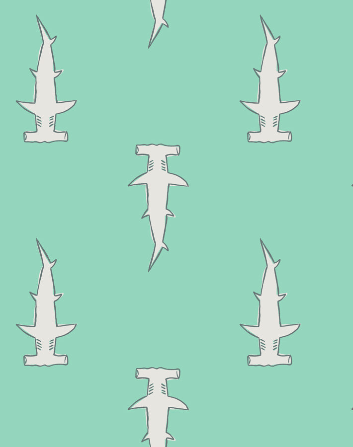 Hammerheads Wallpaper by Tea Collection – Caribbean Inspired Tropical Shark Design for Kids Room, Nursery, or Beach House Decor