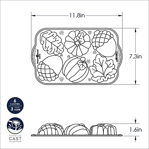 Nordic Ware Autumn Treats Nonstick Baking Pan - Bronze Cake Mold for Pumpkin Bread, Apple Pie & Seasonal Desserts - Perfect for Thanksgiving, Halloween & Fall Baking