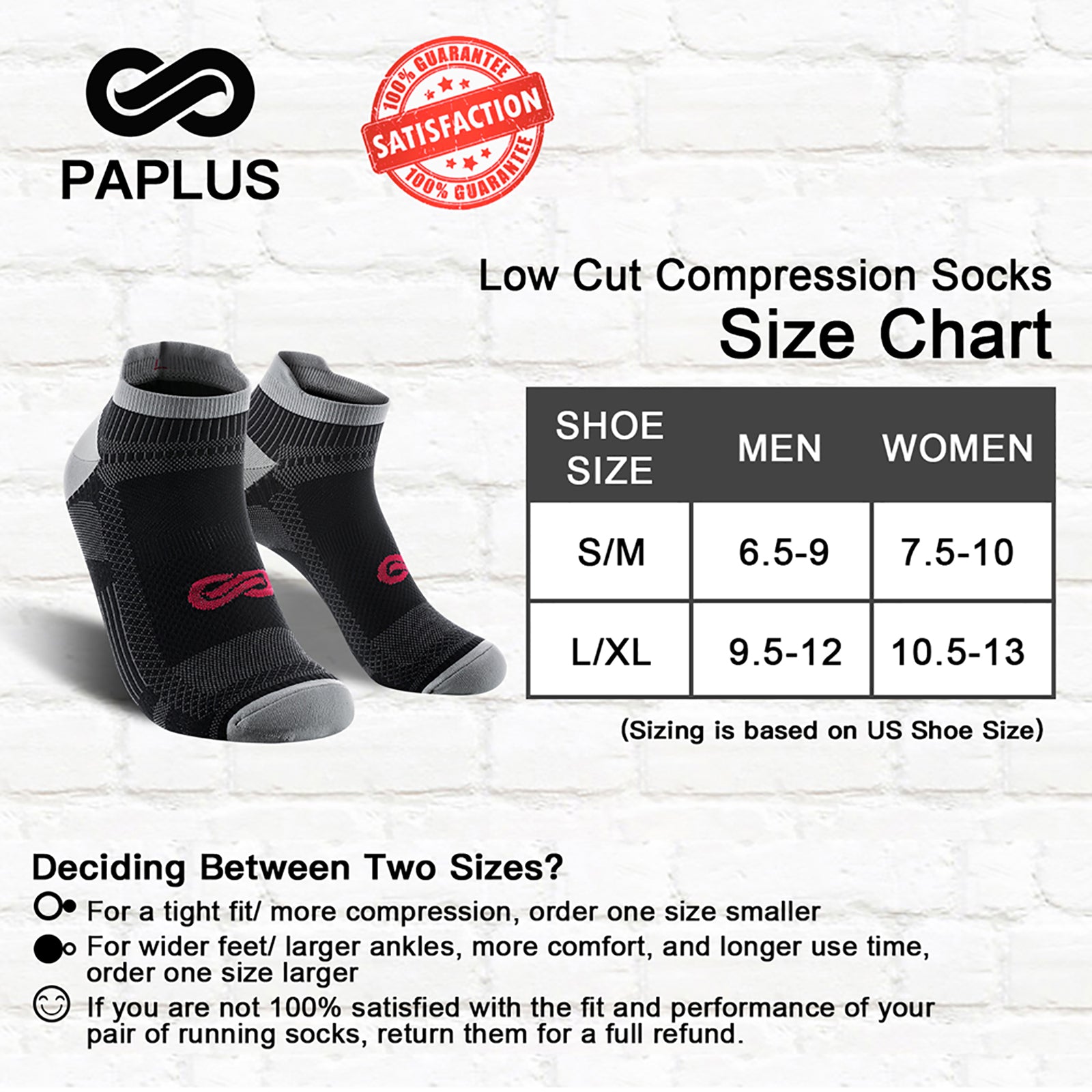 GECKOMAN x PAPLUS Ankle Compression Running Socks for Men & Women - 2 Pairs Pack - Moisture Wicking & Breathable for Marathon, Hiking, Gym Workout & Sports Performance
