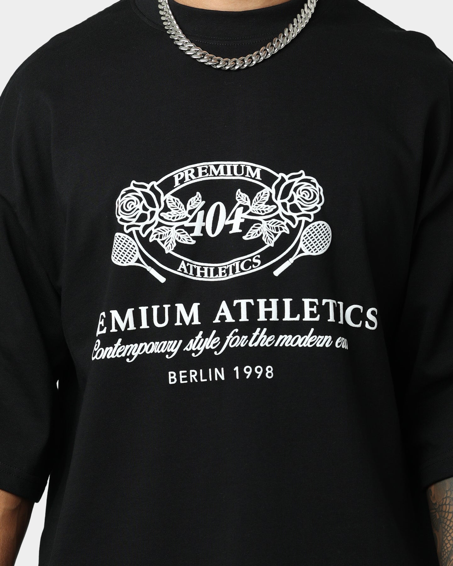 404 Premium Athletics Heritage T-Shirt for Men - Black Cotton Vintage Tee - Gym, Workout & Casual Wear