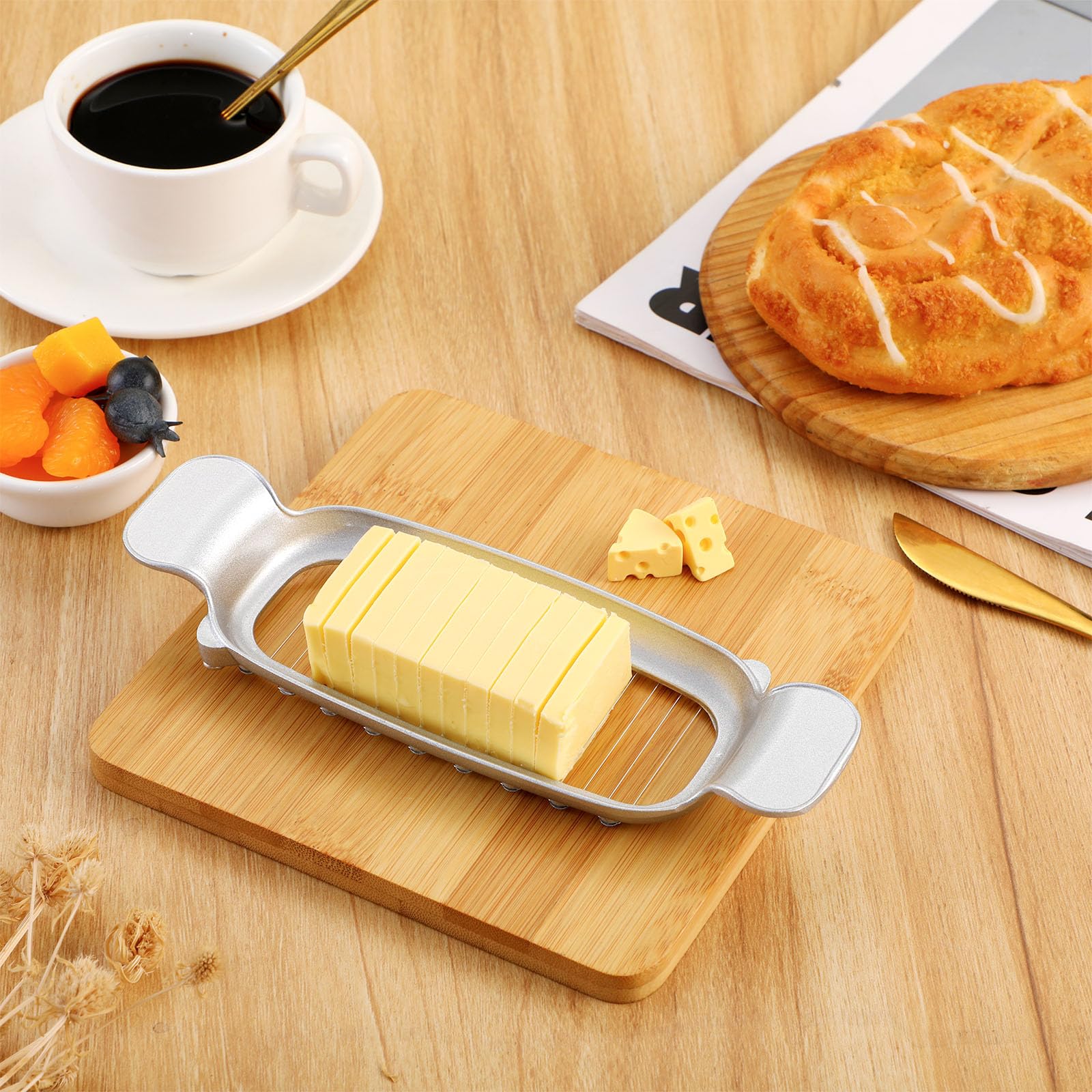Premium Stainless Steel Butter & Cheese Slicer with Ergonomic Handle - Multi-Purpose Kitchen Tool for Cutting Cheese, Butter, Eggs, Fruits and Soft Foods - Perfect for Sandwiches, Charcuterie Boards and Food Prep