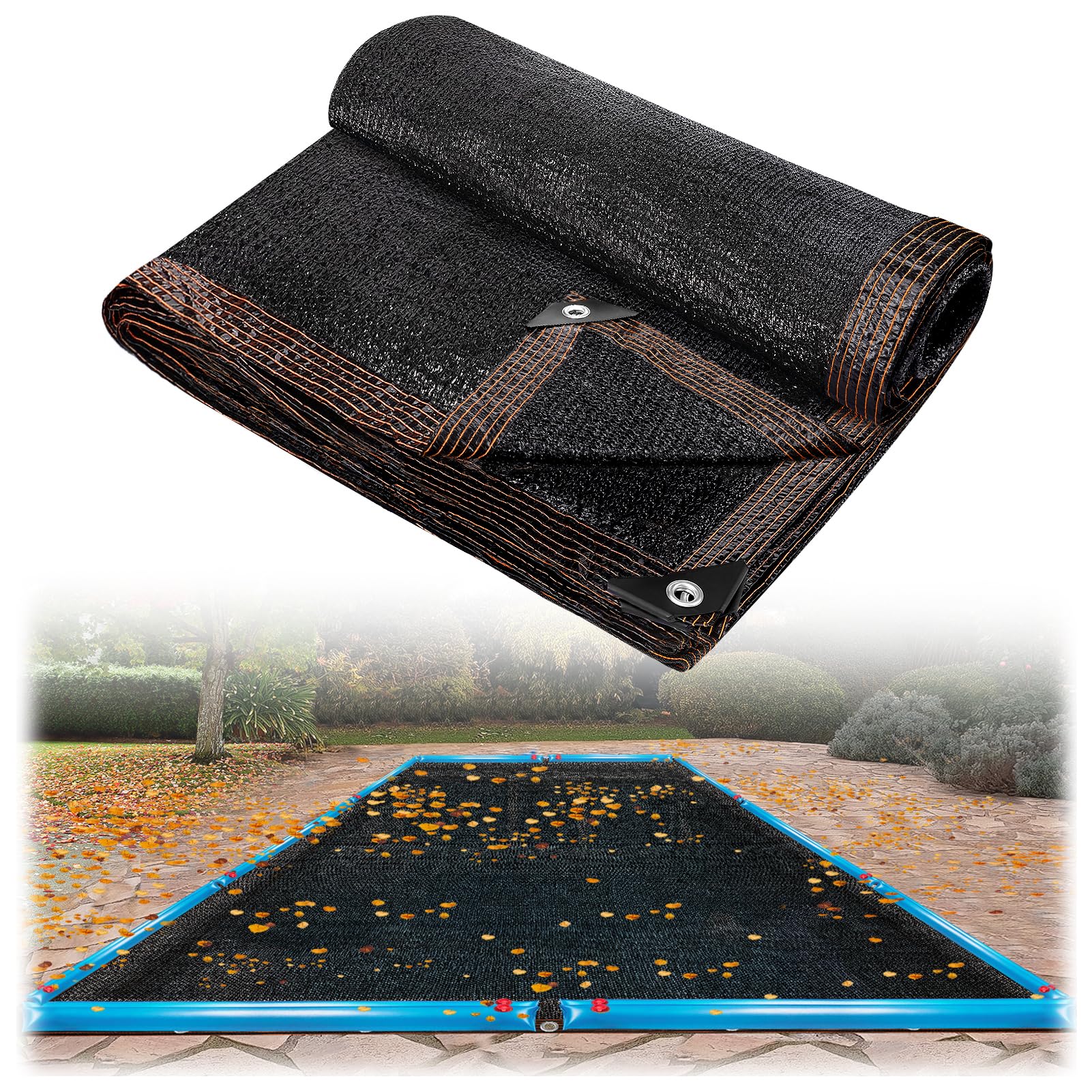 **Heavy Duty Rectangle Pool Leaf Net Cover - Reinforced Grommets & Fine Mesh for 18x36ft Inground/Above Ground Pools - Sun Protection & Debris Catcher for Backyard, Garden, and Swimming Pool Maintenance**