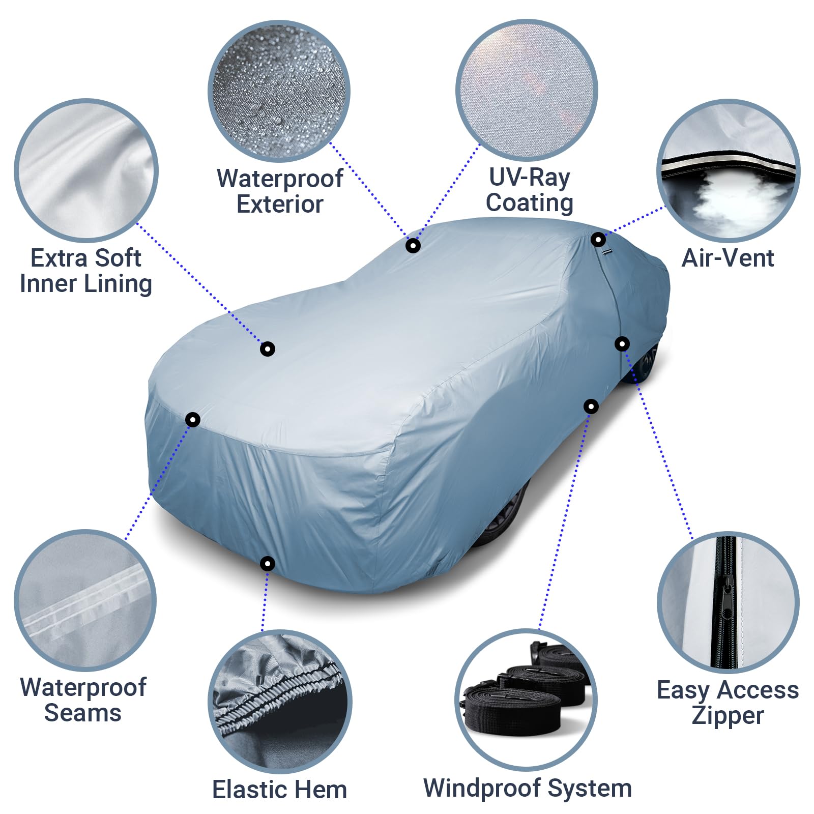 Premium Waterproof Car Cover for Mercury Marquis Wagon 1979-1982 - All Weather Resistant, UV Protection, Custom Fit with Straps - Ideal for Outdoor Parking, Sun, Snow & Storm Protection