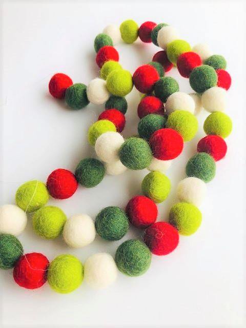 Best Christmas Felt Ball Garland Decorations - 12ft Holiday Party Decor for Tree, Mantel, Wall & Window - Eco-Friendly Wool Felt Balls for Xmas, Wedding, Baby Shower & Home Decor
