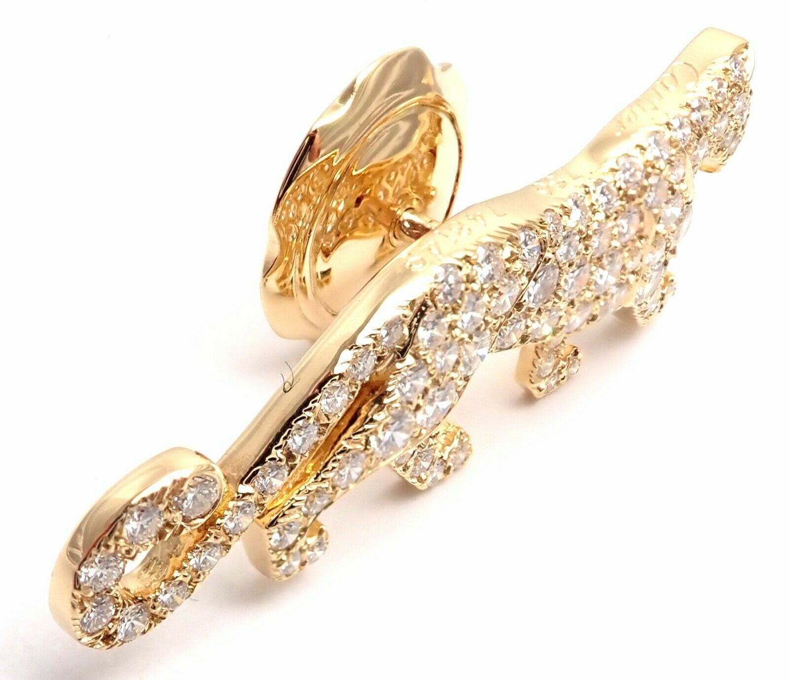 Authentic Cartier Panther Panthere 18K Yellow Gold Diamond Tie Lapel Brooch Pin - Luxury Jewelry Gift for Women, Perfect for Weddings & Formal Events