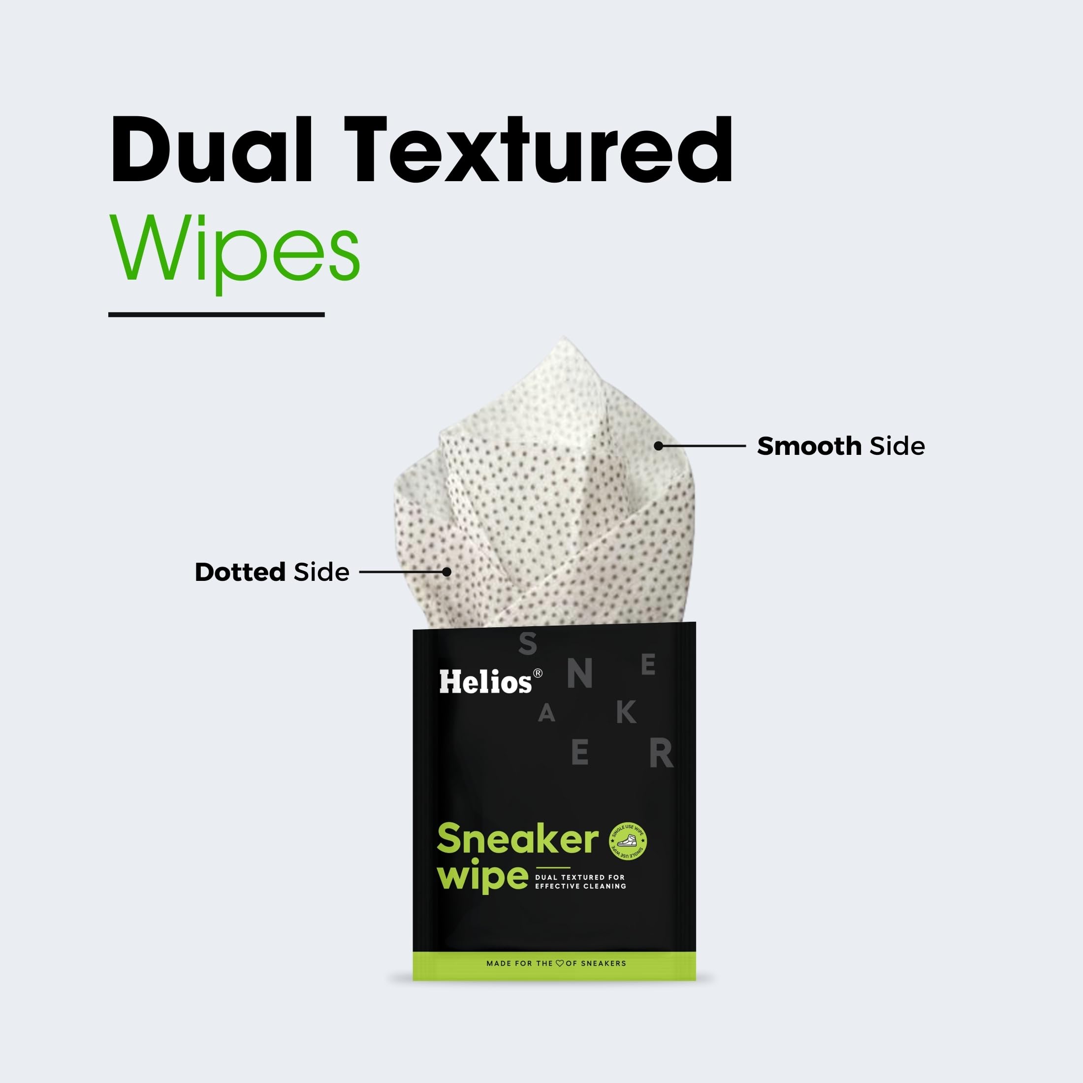 Helios Sneaker Wipes - Quick & Effective Shoe Cleaner for Sneakers & Shoes | Removes Dirt & Stains Instantly | Disposable Cleaning Wipes for Gym, Work & Outdoor Use