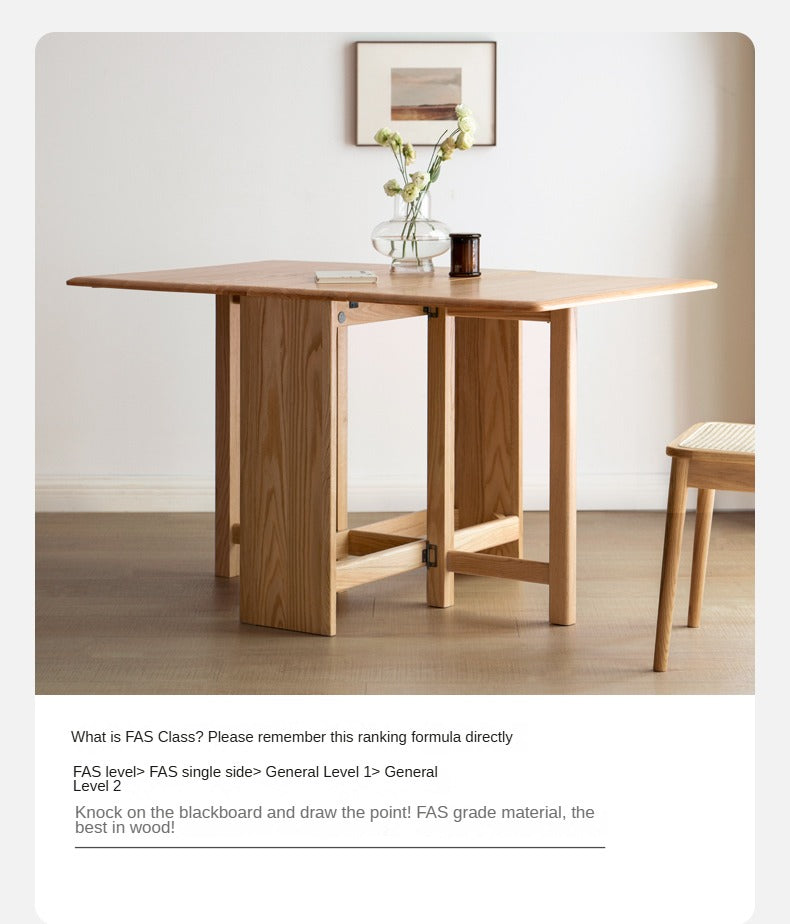 Solid Oak Folding Dining Table - Extendable Wooden Table for Small Spaces | Perfect for Apartments, Patios & Outdoor Entertaining
