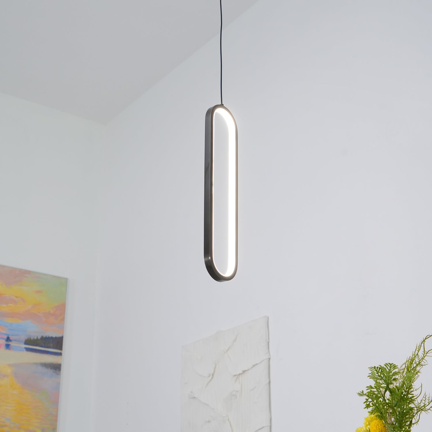 Modern Long Oval LED Pendant Light - Dimmable Hanging Fixture for Kitchen Island, Dining Room & Bedroom Lighting