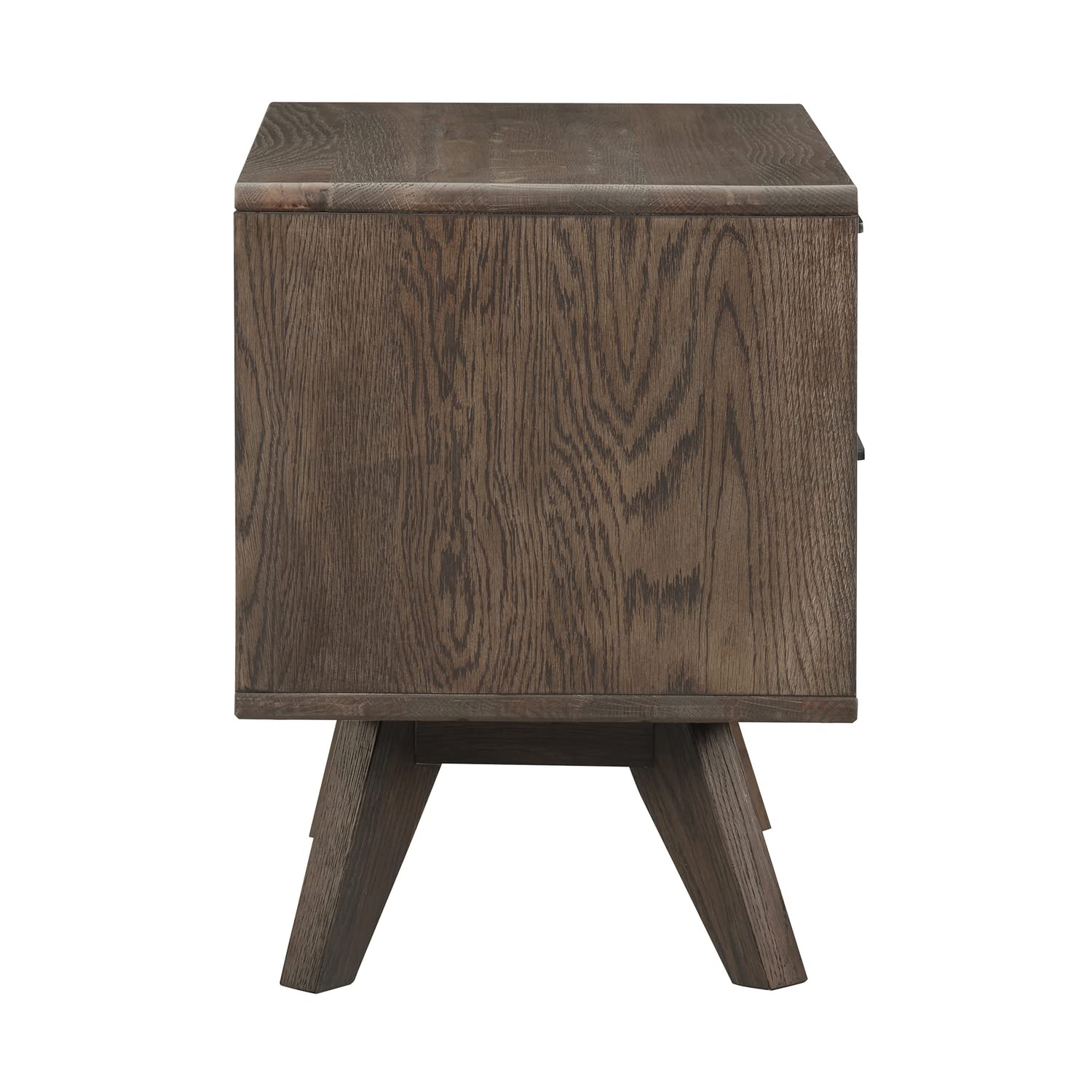 Armen Living Astoria Oak 2-Drawer Nightstand - Solid Wood Bedside Table for Bedroom with Storage, Perfect for Small Spaces & Modern Home Decor