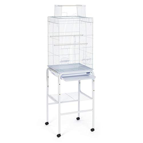 Prevue SP445W White Bird Cage Stand with Shelf - Durable & Stylish for Parrots, Cockatiels, Canaries | Perfect for Home, Office, or Aviary Use