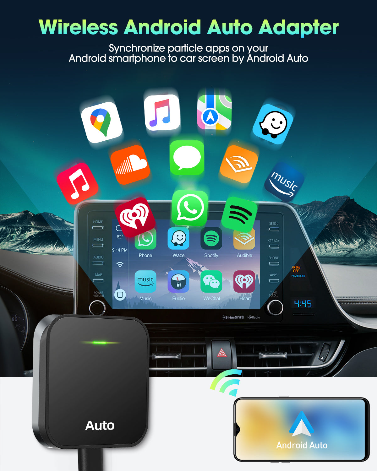 Wireless Android Auto Car Adapter - Plug & Play for OEM Factory Wired Android Auto - Seamless Smartphone Connectivity for Music, Maps & Calls While Driving
