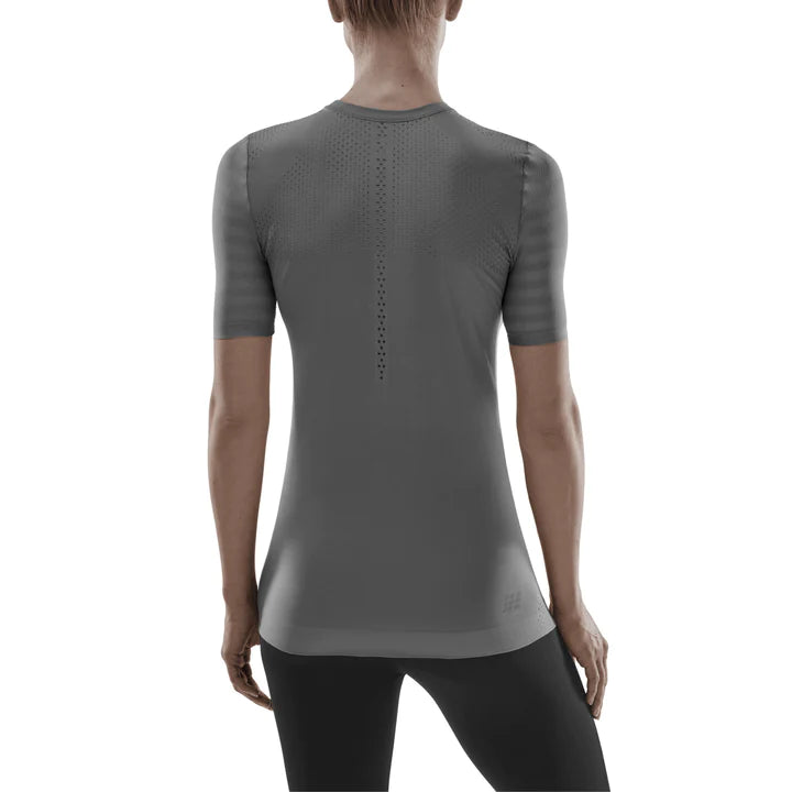 CEP Women's Run Ultralight Short Sleeve Shirt - Grey | Moisture-Wicking Performance Top for Running, Gym & Outdoor Activities