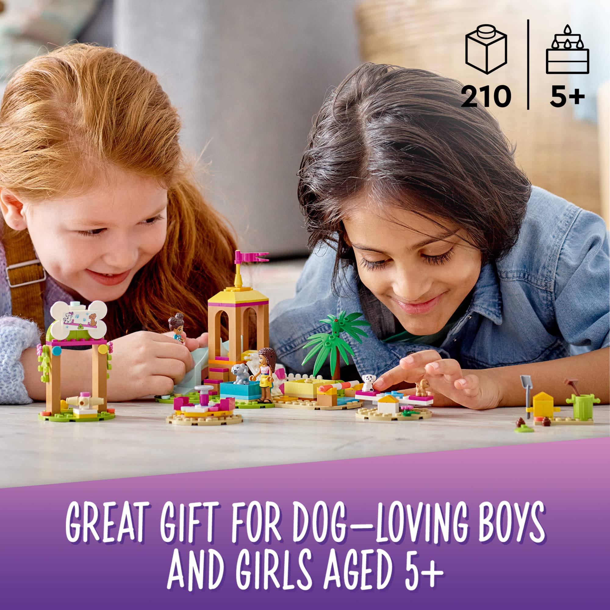 LEGO Friends Pet Playground 41698 Building Kit – 210-Piece Animal Playset with Andrea & 3 Dog Toys | Creative STEM Toy & Birthday Gift for Kids Ages 5+ | Encourages Imagination & Role Play | Perfect for Playdates, Indoor Fun & Educational Activities