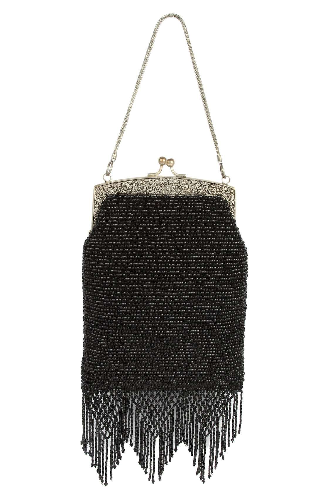 Elegant Bella Black Beaded Brass Frame Bridal Handbag for Weddings - Perfect for Brides, Bridesmaids, and Formal Events