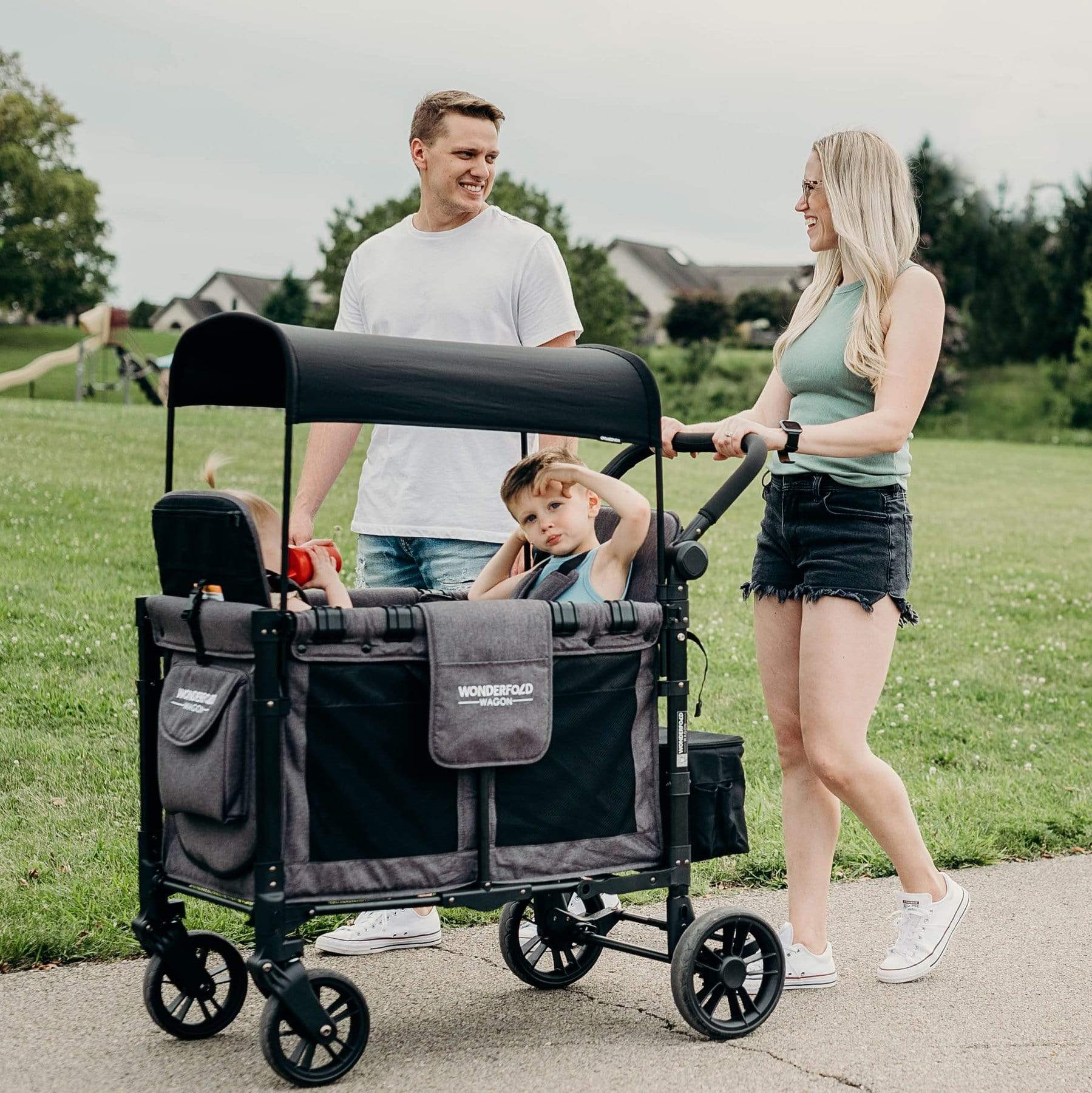 Wonderfold Wagon W2 Elite Double Stroller Wagon - 2 Seater All-Terrain Stroller for Kids | Perfect for Beach, Park, Zoo & Family Outings
