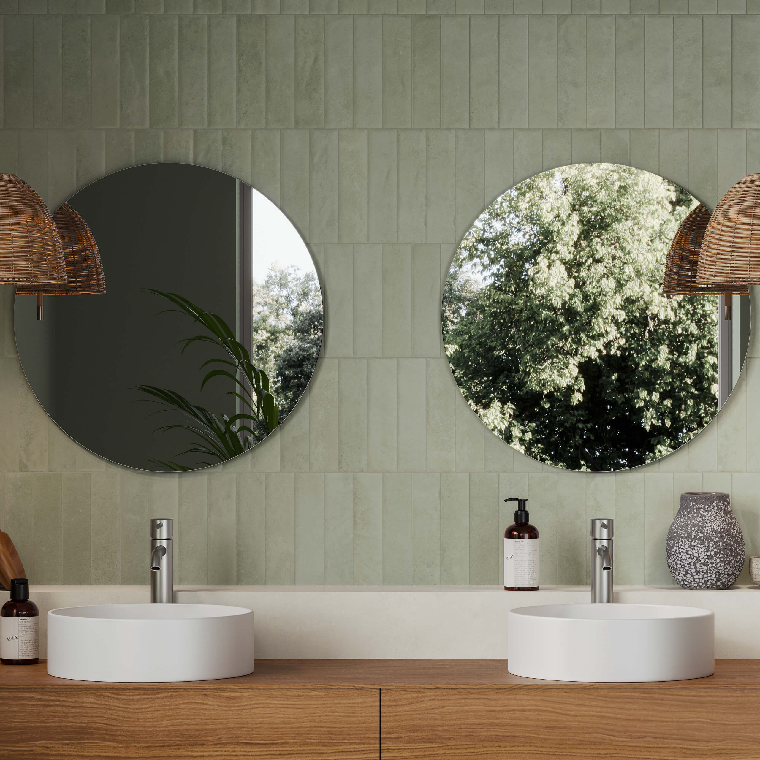 Miniature Ceramic Tile 60x240mm Matte Green - Perfect for Kitchen Backsplash, Bathroom Walls & Modern Interior Design