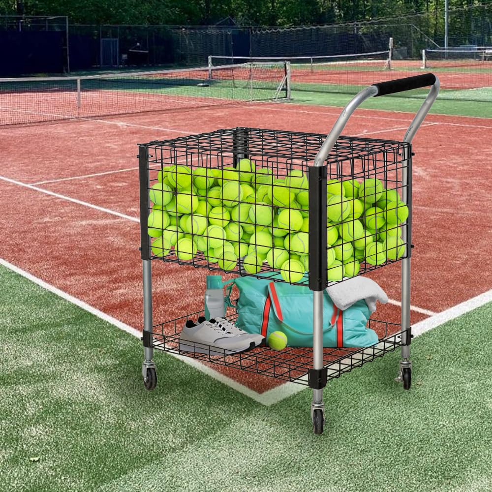 Premium Tennis Ball Cart with Wheels - Heavy Duty Portable Tennis Ball Holder Basket for Training & Coaching - Large Capacity for Sports Courts & Clubs - Ideal for Tennis Coaches, Players & Practice Sessions