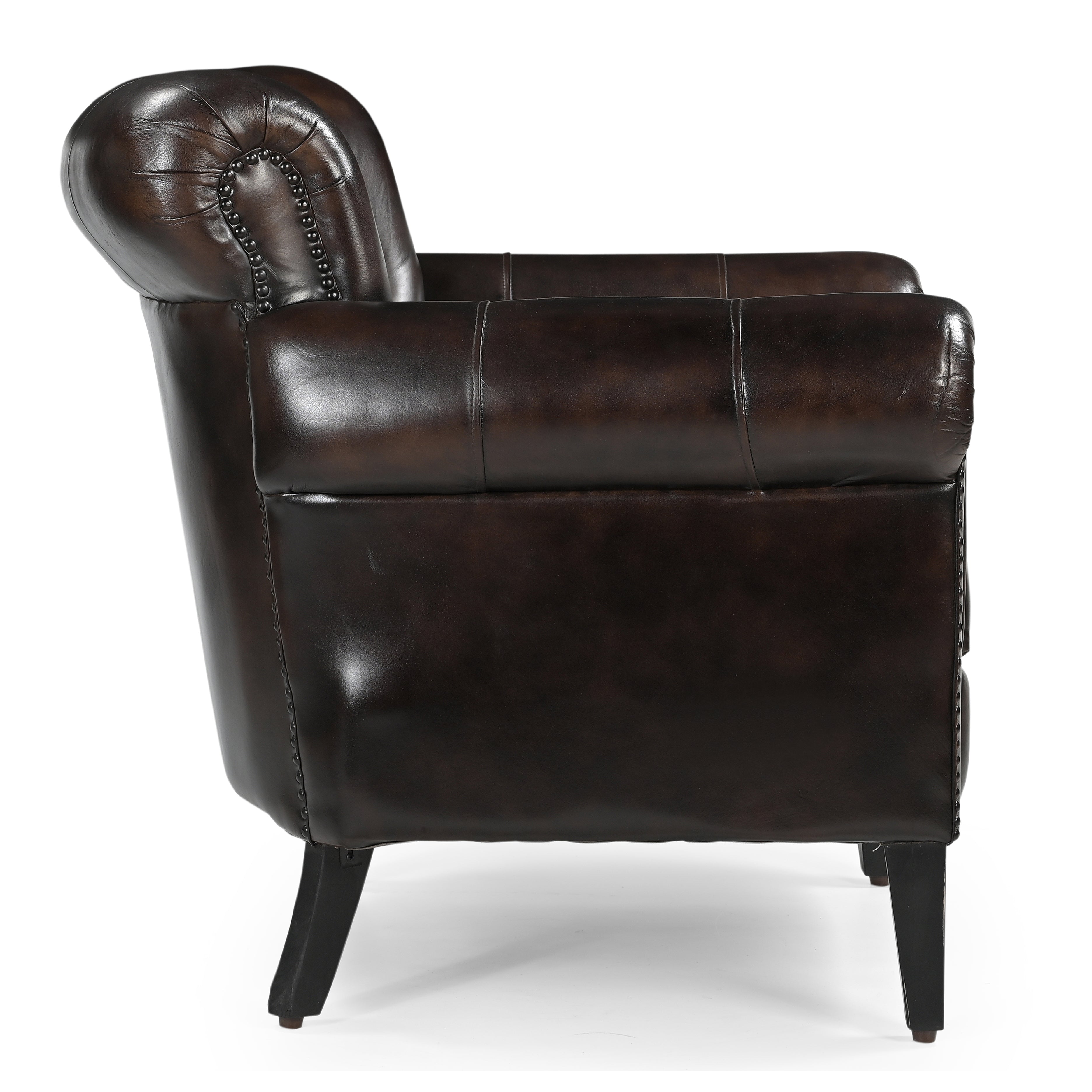 Premium Carson Leather Armchair - Modern Accent Chair for Living Room, Office & Lounge - Comfortable Relaxing Recliner with Soft Cushions & Sturdy Frame