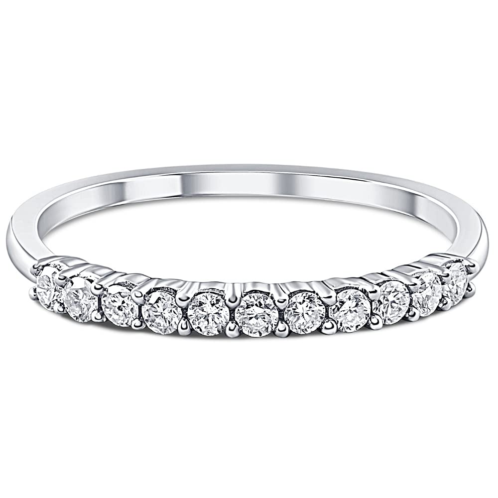 1/4 Carat 14K White Gold Diamond Wedding Stacker Guard Ring - Elegant Bridal Stacking Band for Engagement, Anniversary & Special Occasions