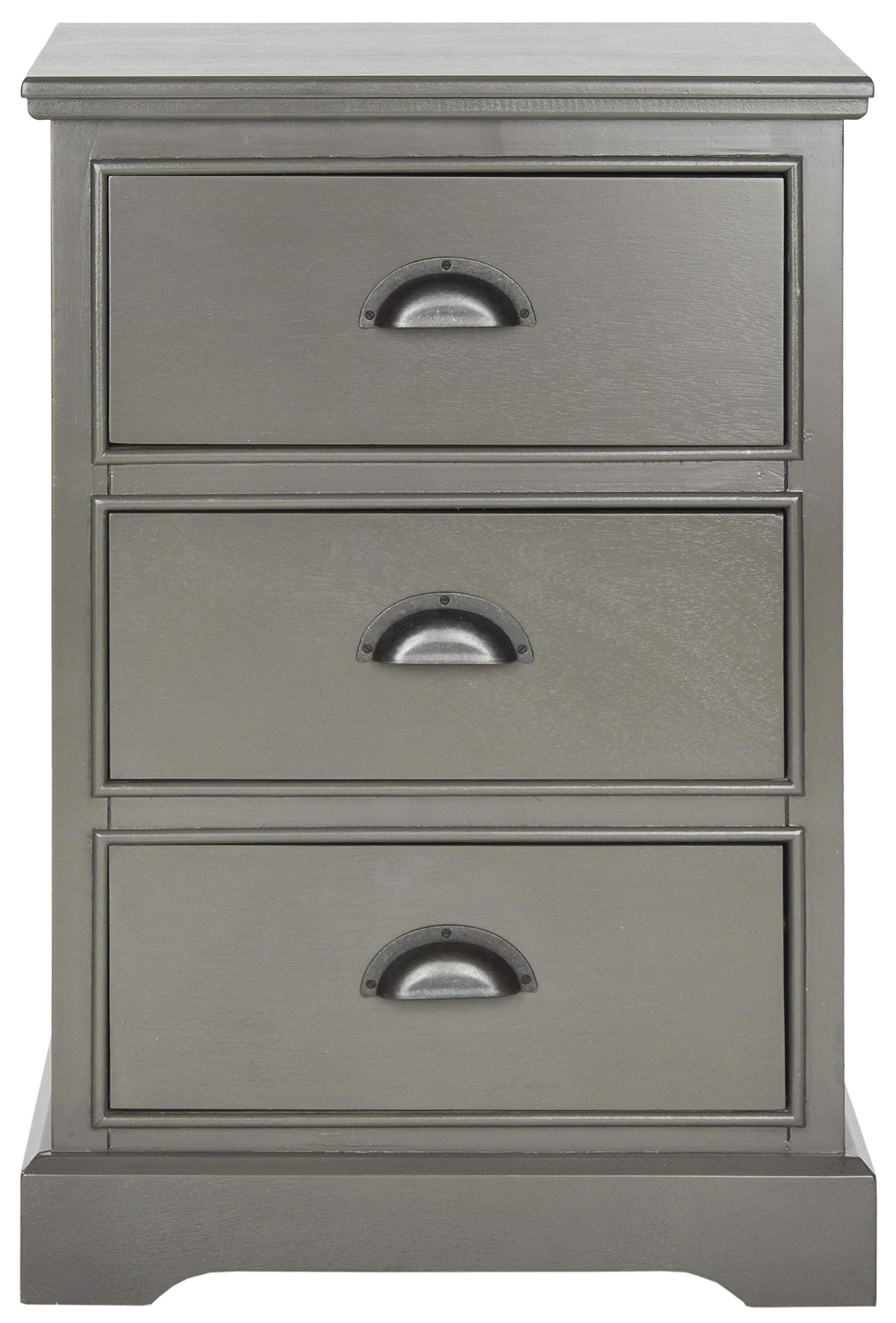 SAFAVIEH American Homes Collection Griffin Grey 3-Drawer Nightstand - Modern Bedside Table for Bedroom, Living Room & Office Storage