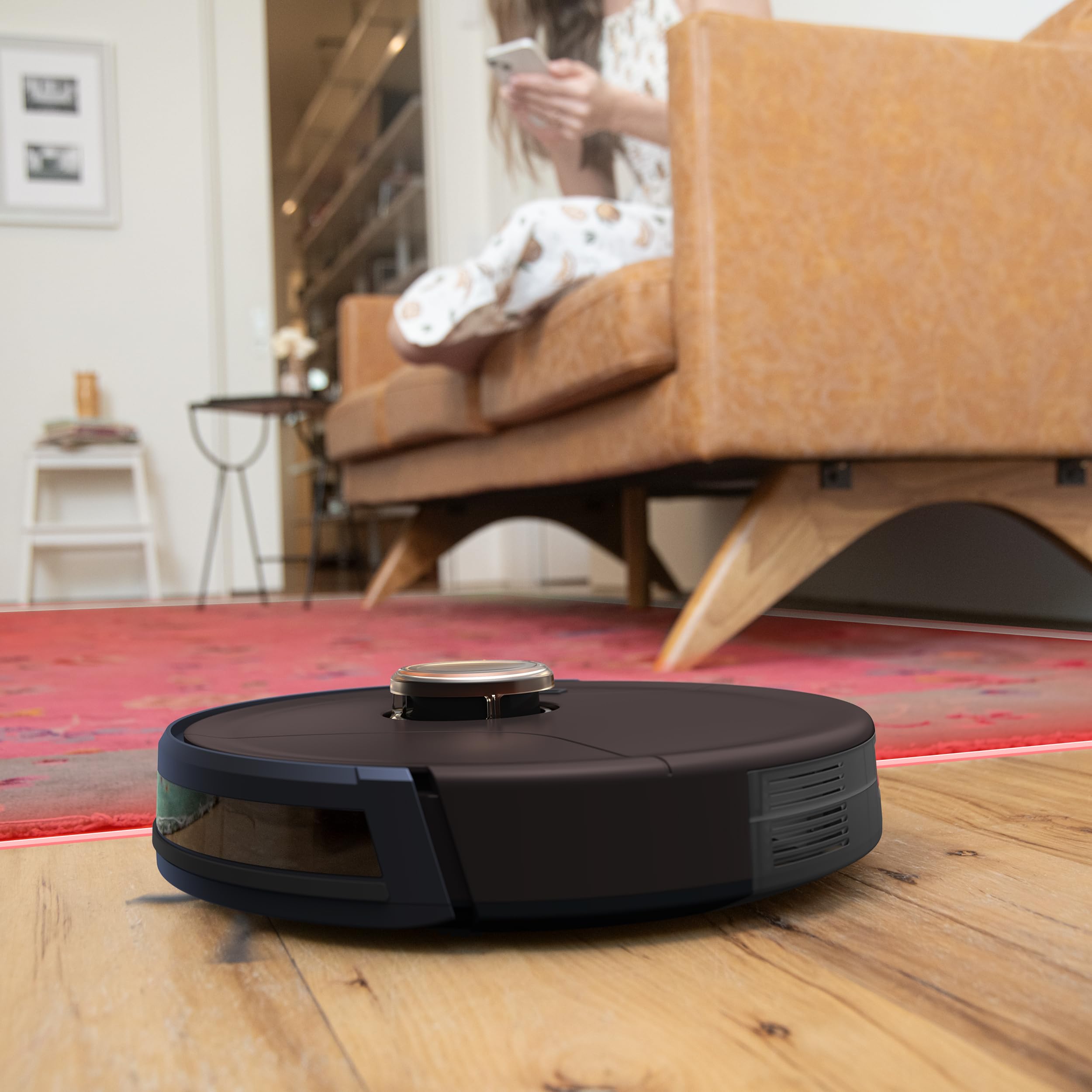 bObsweep Austin Robotic Vacuum Cleaner for Hardwood Floors & Carpets - Smart WiFi Connected, Self-Charging, Espresso Color - Perfect for Pet Hair & Home Cleaning