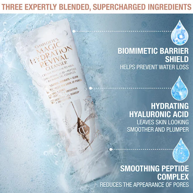 Charlotte's Magic Hydration Revival Cleanser - Gentle Face Wash for Dry & Sensitive Skin | Hydrating & Nourishing Daily Cleanser for Women | Perfect for Morning & Night Skincare Routine