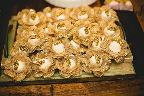 Handmade Fabric Truffle Cups - Pack of 20 - Reusable Candy Liners for Chocolate Truffles, Cupcake Wrappers, Brigadeiro & Dessert Decorations - Premium Camellia Gold Fabric - Perfect for Parties, Weddings & Gift Packaging