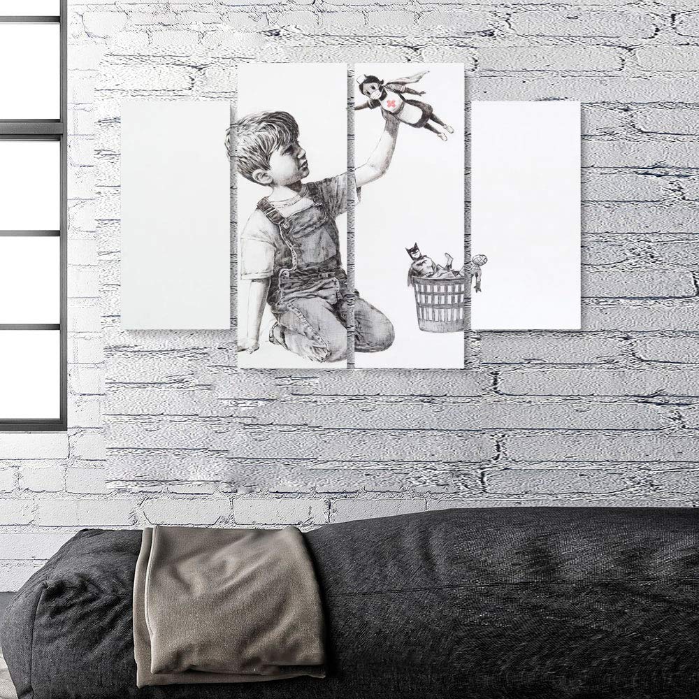 Super Nurse Hospital Game Changer Banksy Inspired Canvas Wall Art Set - 4 Piece Medium Ready to Hang, Made in USA | Perfect for Home Decor, Office & Hospital Wall Art
