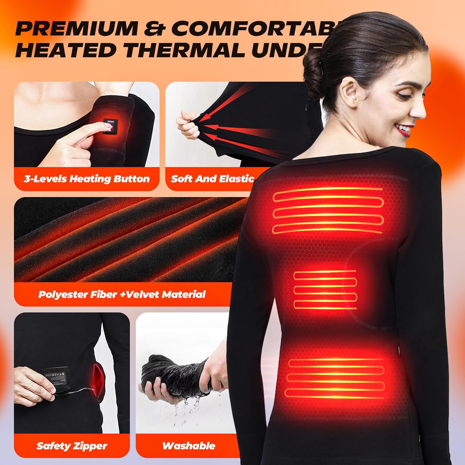 Electric Heated Thermal Underwear Set for Men & Women - Winter Warm Long Johns Base Layer for Outdoor Sports & Cold Weather Activities | Perfect for Skiing, Hiking, Camping & Winter Work