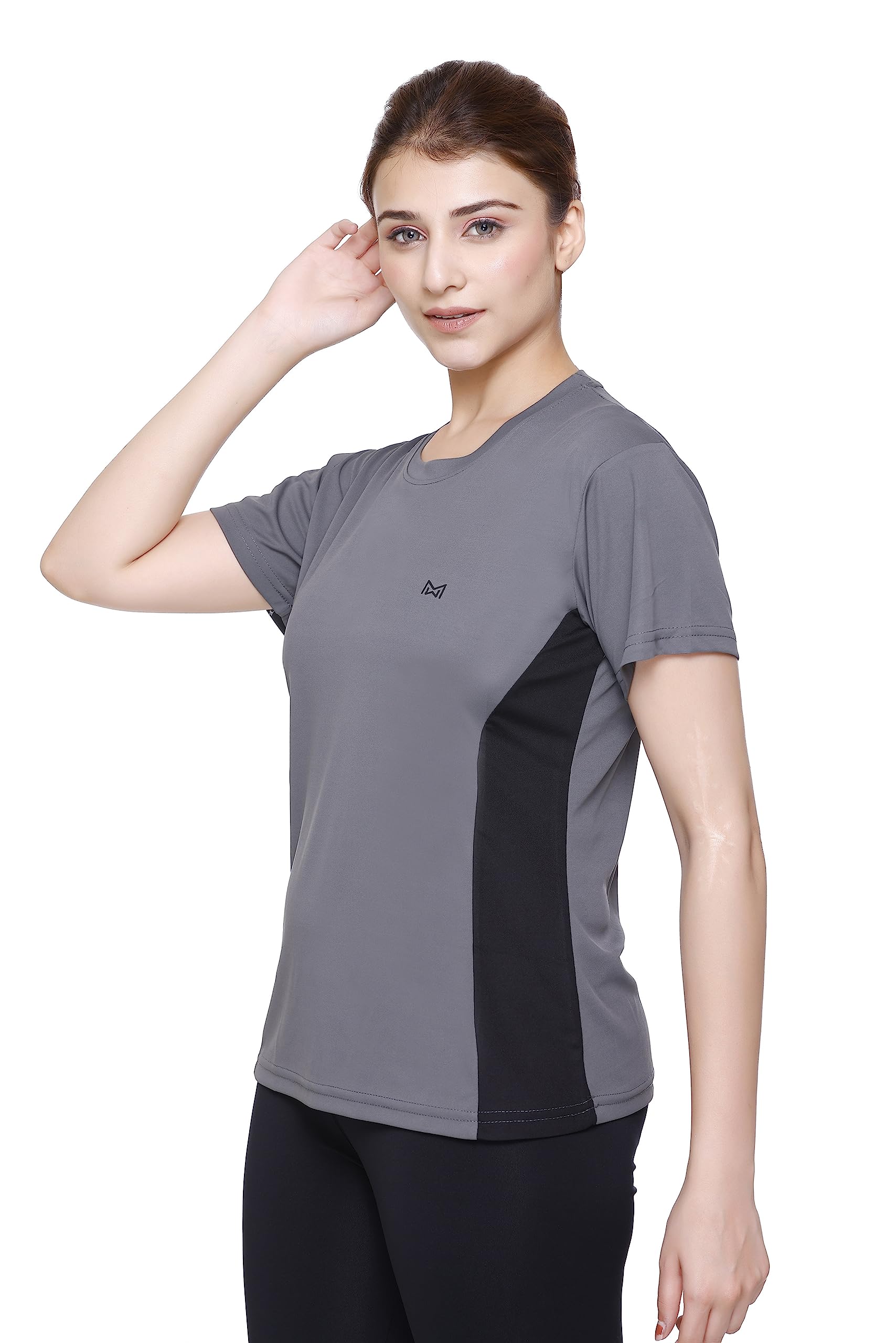 White Moon Women's Dry Fit Polyester Round Neck Half Sleeve Gym T-Shirt - Breathable Workout Top for Gym, Running, Cycling & Yoga | Moisture Wicking & Stretchable Activewear (Pack of 1) | Perfect for Fitness, Training & Outdoor Sports