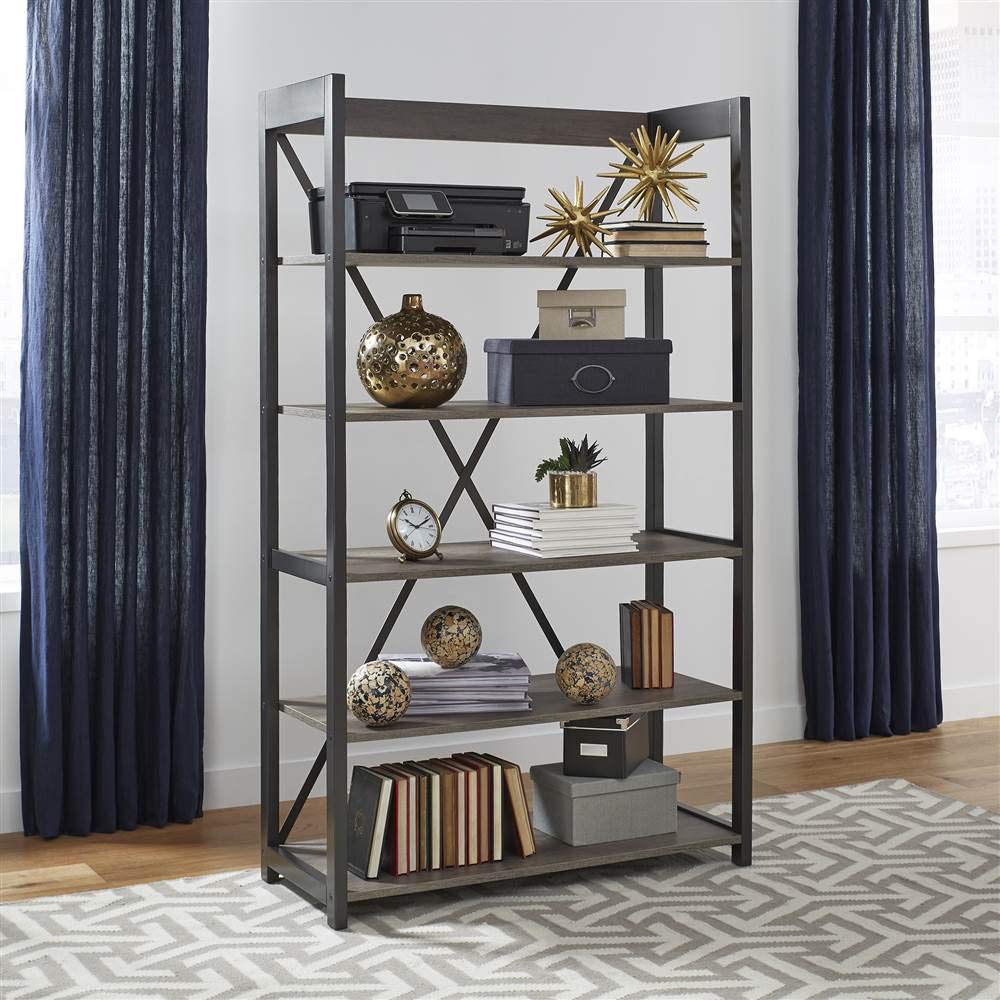 LIBERTY FURNITURE INDUSTRIES Tanners Creek Bookcase - Solid Wood Bookshelf with Adjustable Shelves for Living Room, Office & Library Storage