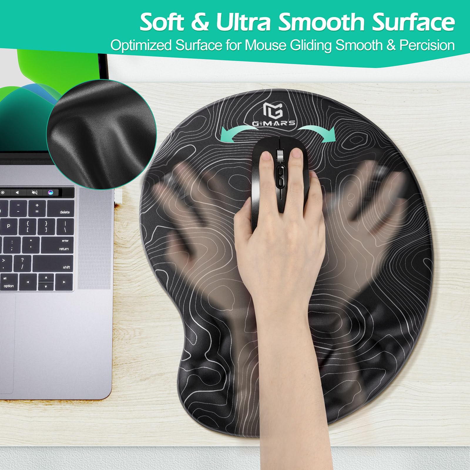 Gimars Ergonomic Keyboard Wrist Rest & Mouse Pad Set - Gel Wrist Support with Massage Points, Non-Slip PU Base for Gaming & Office Use - Perfect for Long Computer Sessions, Typing, and PC Gaming