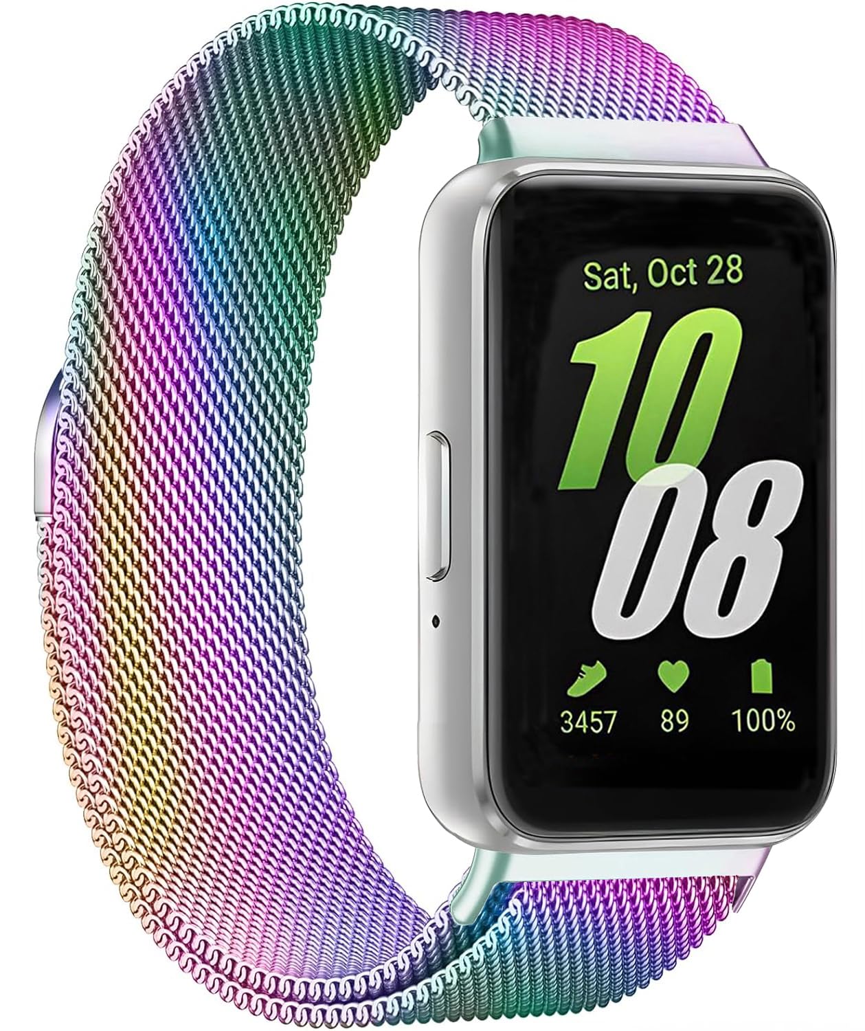 Premium Stainless Steel Mesh Replacement Strap for Samsung Galaxy Fit 3 - Adjustable Loop Band Compatible with Galaxy Fit 3 Smartwatch for Men & Women | Perfect for Workouts, Running, and Everyday Wear