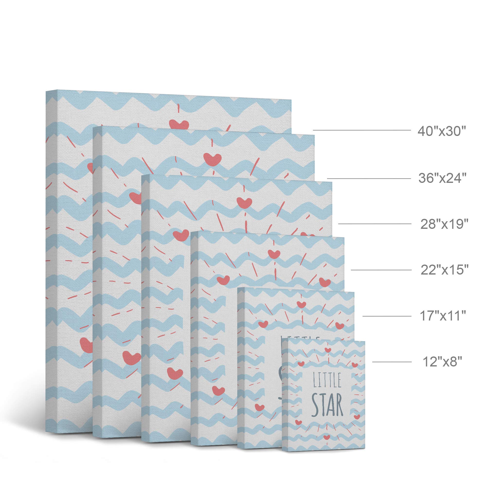 Little Star Lettering Blue and White Canvas Wall Art - Nursery Decor, Kids Room Decor, Baby Room Decor - Ready to Hang 12x8 Inch - Made in USA | Perfect for Nursery Walls, Children's Bedrooms & Playroom Decor