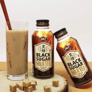 OKF Black Sugar Milk Tea - 13.19 Fl. Oz (390 mL) - 3 Pack - Authentic Taiwanese Bubble Tea Drink for Home, Office & Parties