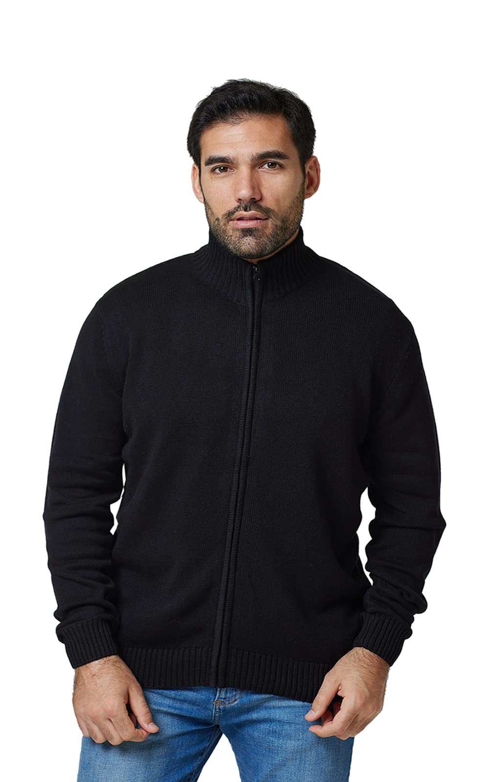 Men's Lightweight Long Sleeve Funnel Neck Zip-Up Sweater Cardigan - Cozy Winter Pullover for Casual Wear & Outdoor Activities
