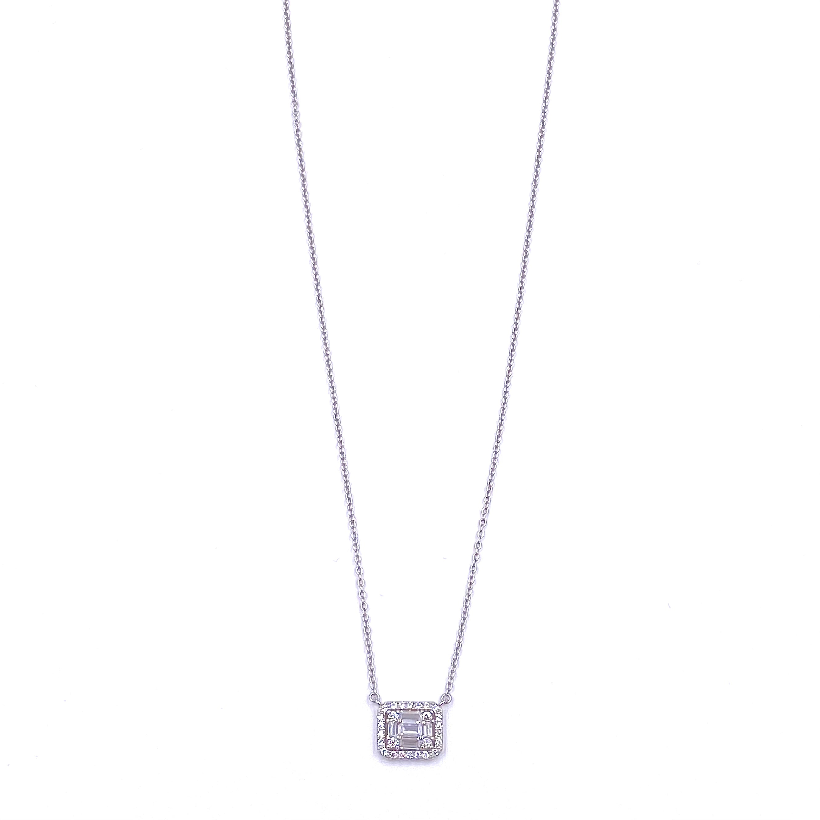 Ashley Gold Sterling Silver CZ Emerald Cut Bezel Drop Necklace - Elegant Dangling Pendant for Women, Perfect for Parties, Weddings & Special Occasions