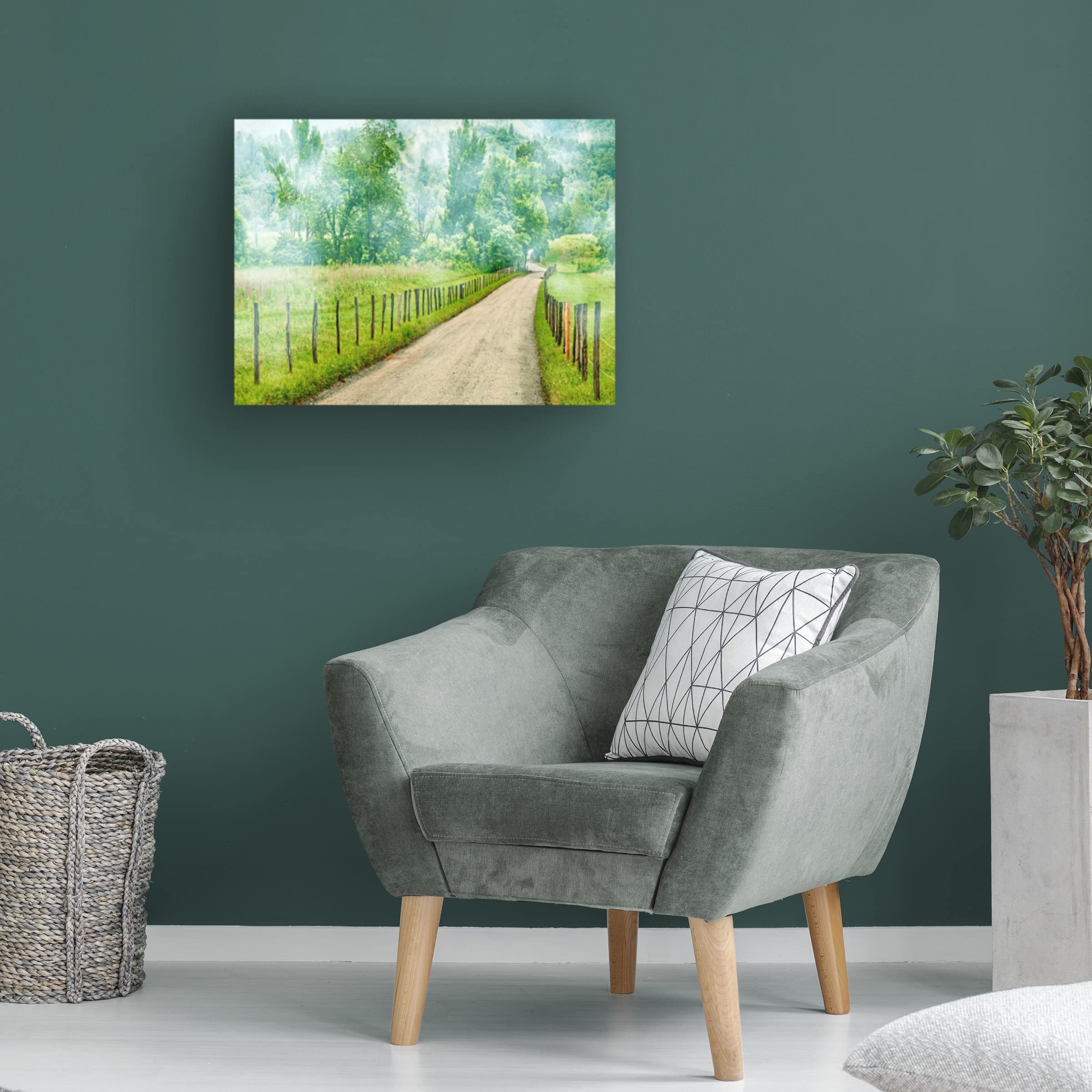 James McLoughlin 'Country Road Photo II' Canvas Wall Art Print - Landscape Nature Photography for Living Room, Bedroom & Office Decor