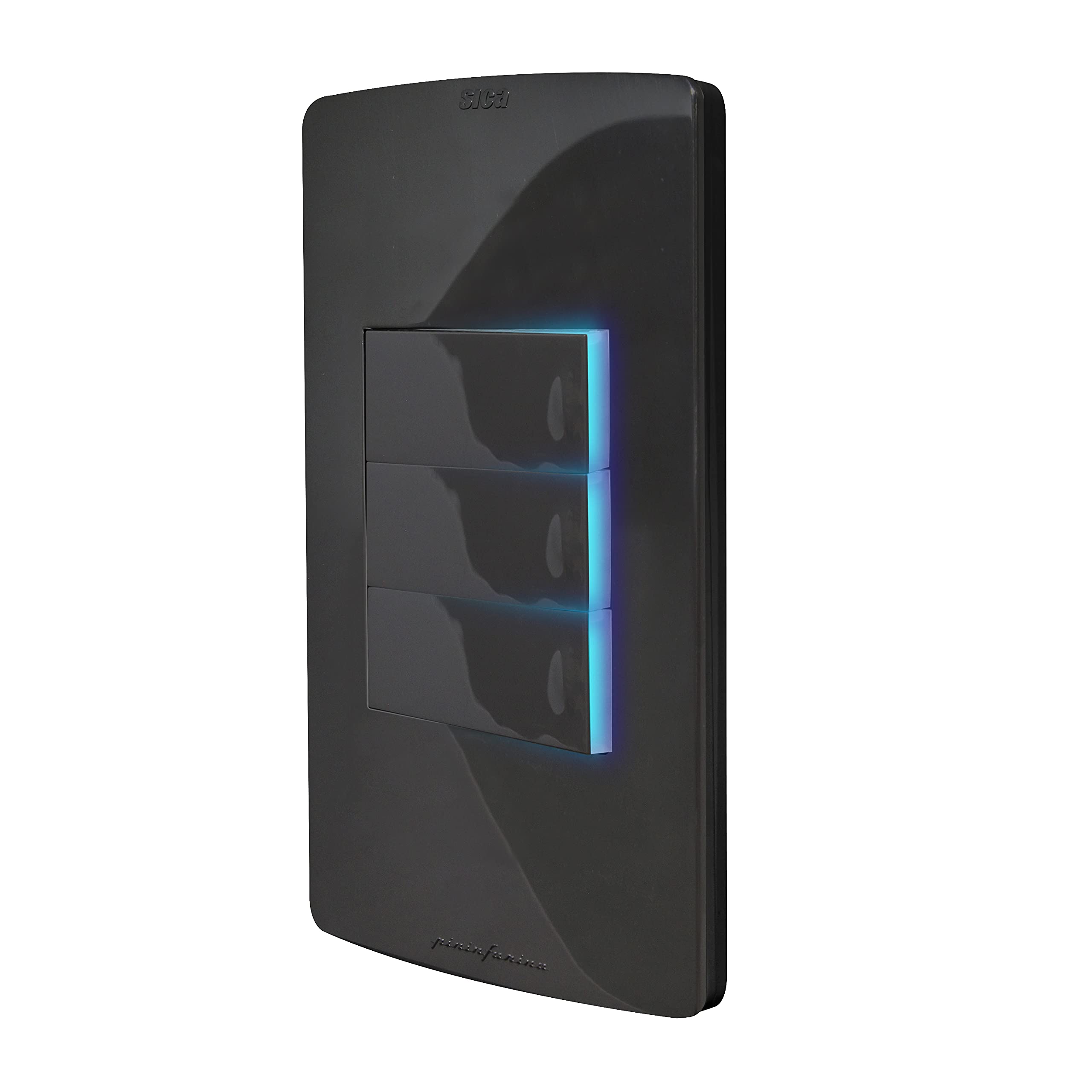 Pininfarina Black Deluxe Armada Plate Single Switch or Staircase with Pilot Light - Premium Electrical Wall Plate for Modern Homes & Offices (Model C-04) | Perfect for Living Rooms, Bedrooms & Hallways