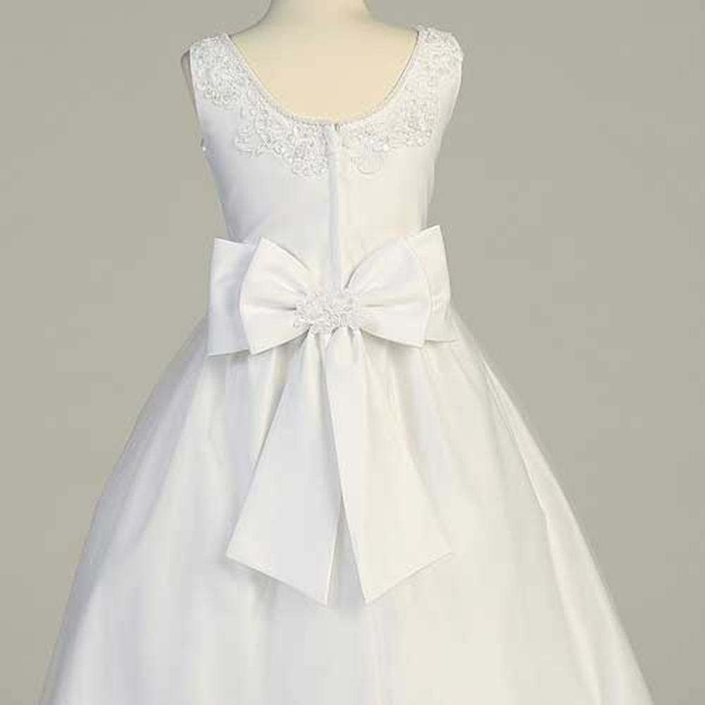 Lito White Beaded Tea Length First Communion Dress with Shawl for Girls Size 12 - Perfect for Church Ceremonies, Baptisms & Special Occasions