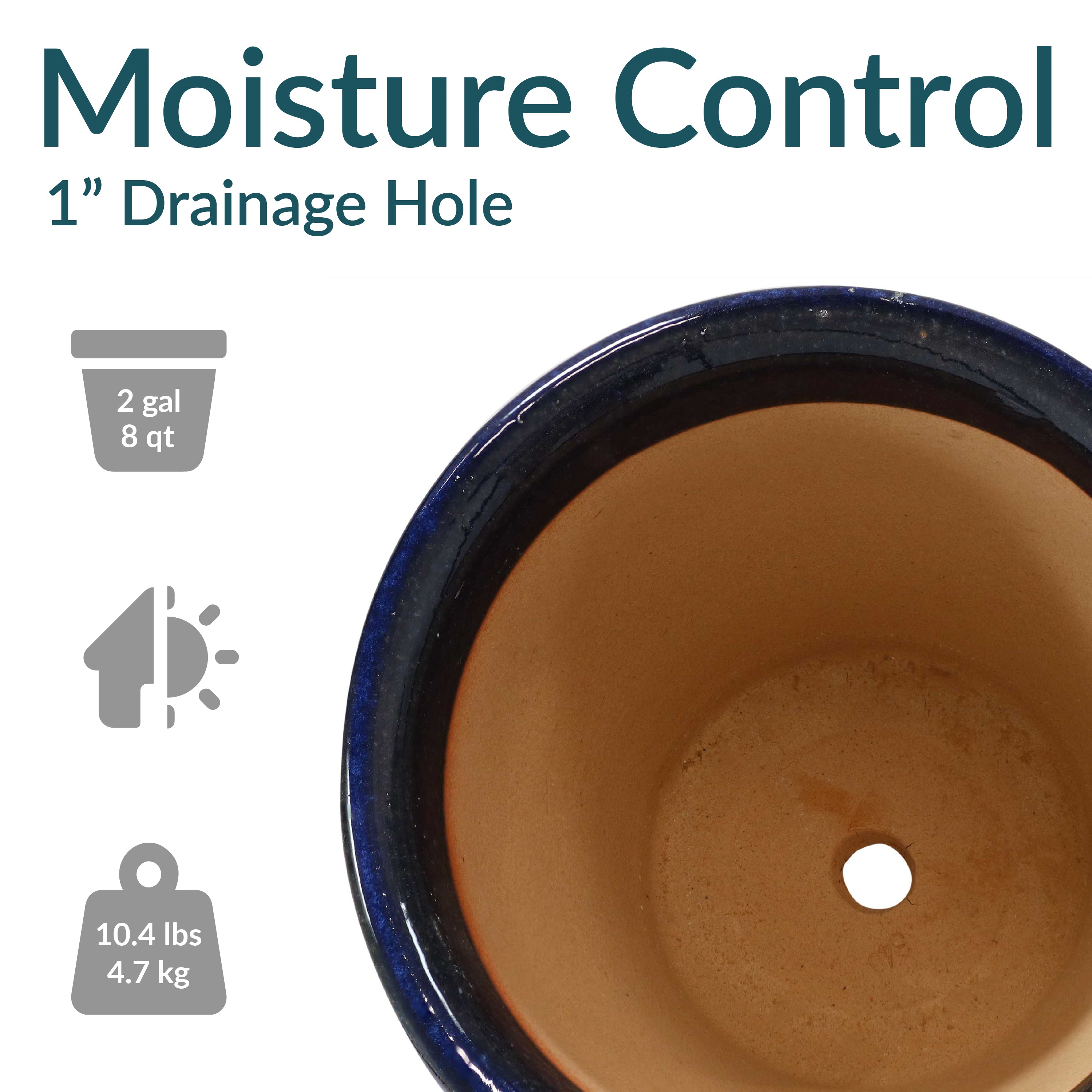 Premium Glazed Ceramic Plant Pots with Drainage Holes - Set of 2 Indoor/Outdoor Flower Planters for Home Decor, Garden & Patio