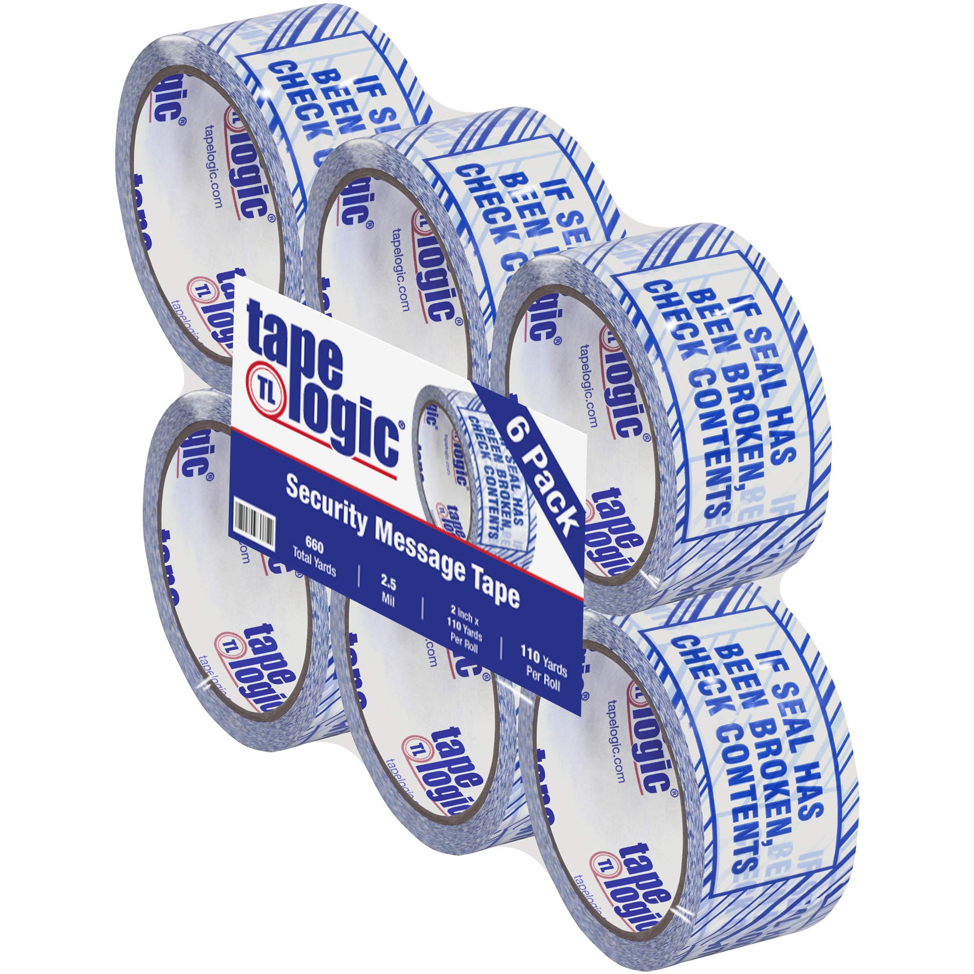 Aviditi Tape Logic Tamper-Evident Security Packing Tape - 2 Inch x 110 Yards, 2.5 Mil Thick (6 Rolls) - Ideal for Shipping Boxes, Warehouse Security & Package Protection