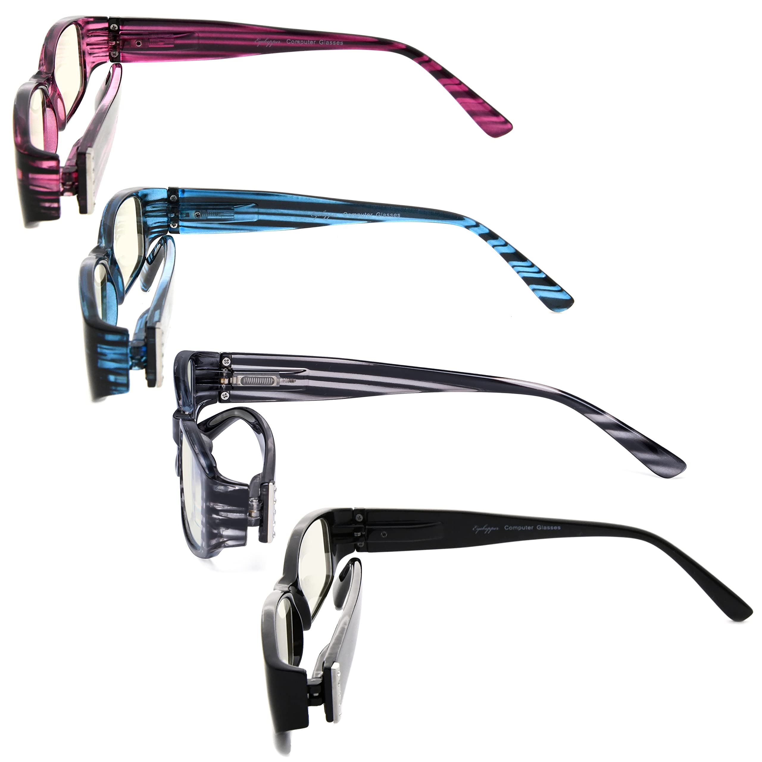 Eyekepper 4 Pack Blue Light Blocking Reading Glasses for Women, Crystal Clear Lens +1.00 Strength - Reduce Eye Strain for Computer Work, Reading & Gaming