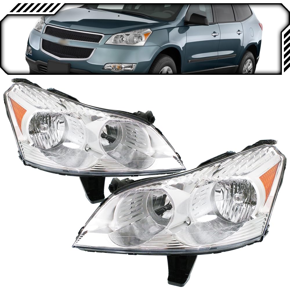 OE Style Halogen Headlights Assembly Replacement for 2009-2012 CHEVROLET TRAVERSE LT LS - GM2502330 GM2503330 20794801 20794802 - Perfect for Night Driving & Enhanced Visibility