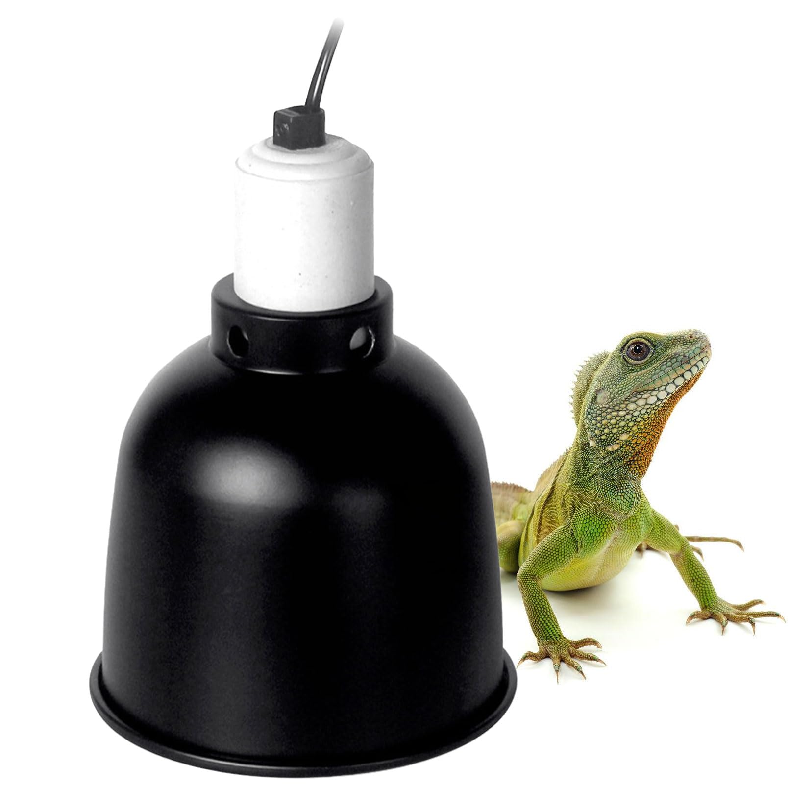 BNOSDM 5.5 Inch Deep Dome Reptile Heat Lamp Fixture - UVB UVA Bulb Holder for Basking & Optical Reflection - Ideal for Reptile Tanks, Terrariums & Amphibian Habitats (Perfect for Bearded Dragons, Turtles & Lizards)