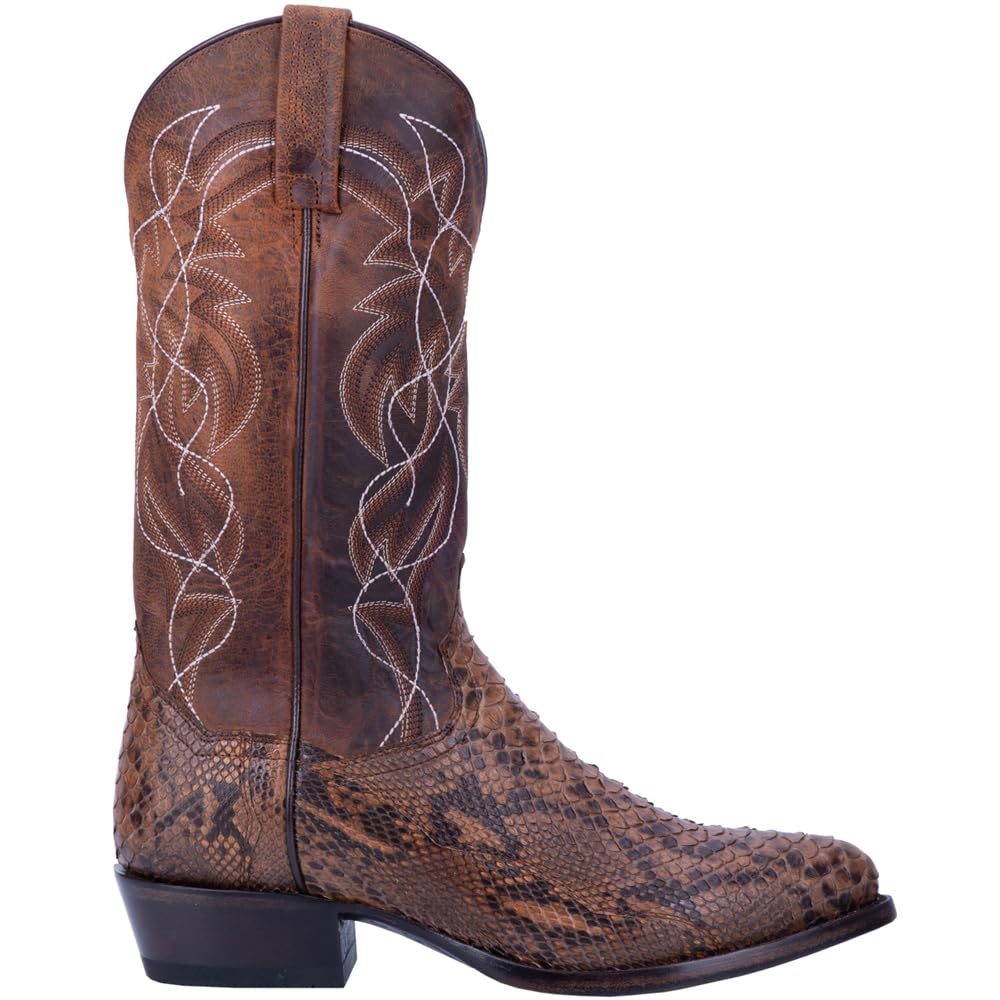 Dan Post Men's Manning Embroidered Round Toe Pull-On Dress Boots - Mid Calf Western Boots for Men in Black & Grey | Perfect for Cowboy Style, Country Weddings & Casual Outfits